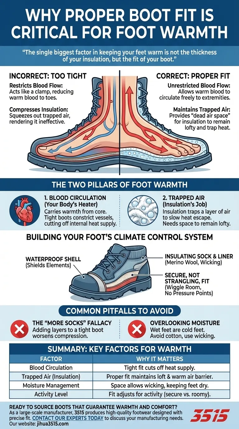 Pourquoi un bon ajustement de la botte est-il important pour la chaleur des pieds ? La clé pour un véritable confort par temps froid Guide Visuel