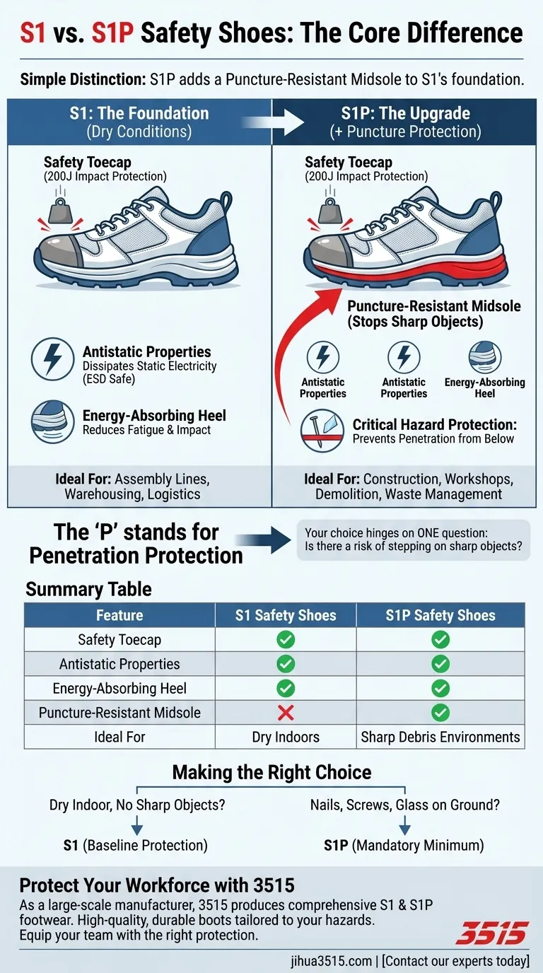 ¿Cuál es la diferencia entre los zapatos de seguridad S1 y S1P? Una guía sobre protección contra perforaciones Guía Visual