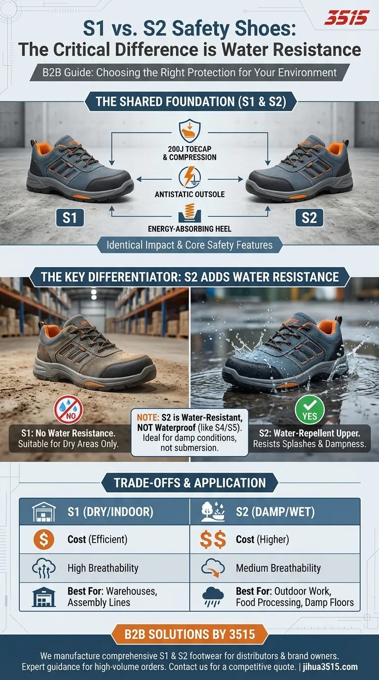 Quali protezioni aggiuntive offrono le scarpe antinfortunistiche S2 rispetto alle S1? La differenza chiave è la resistenza all'acqua Guida Visiva