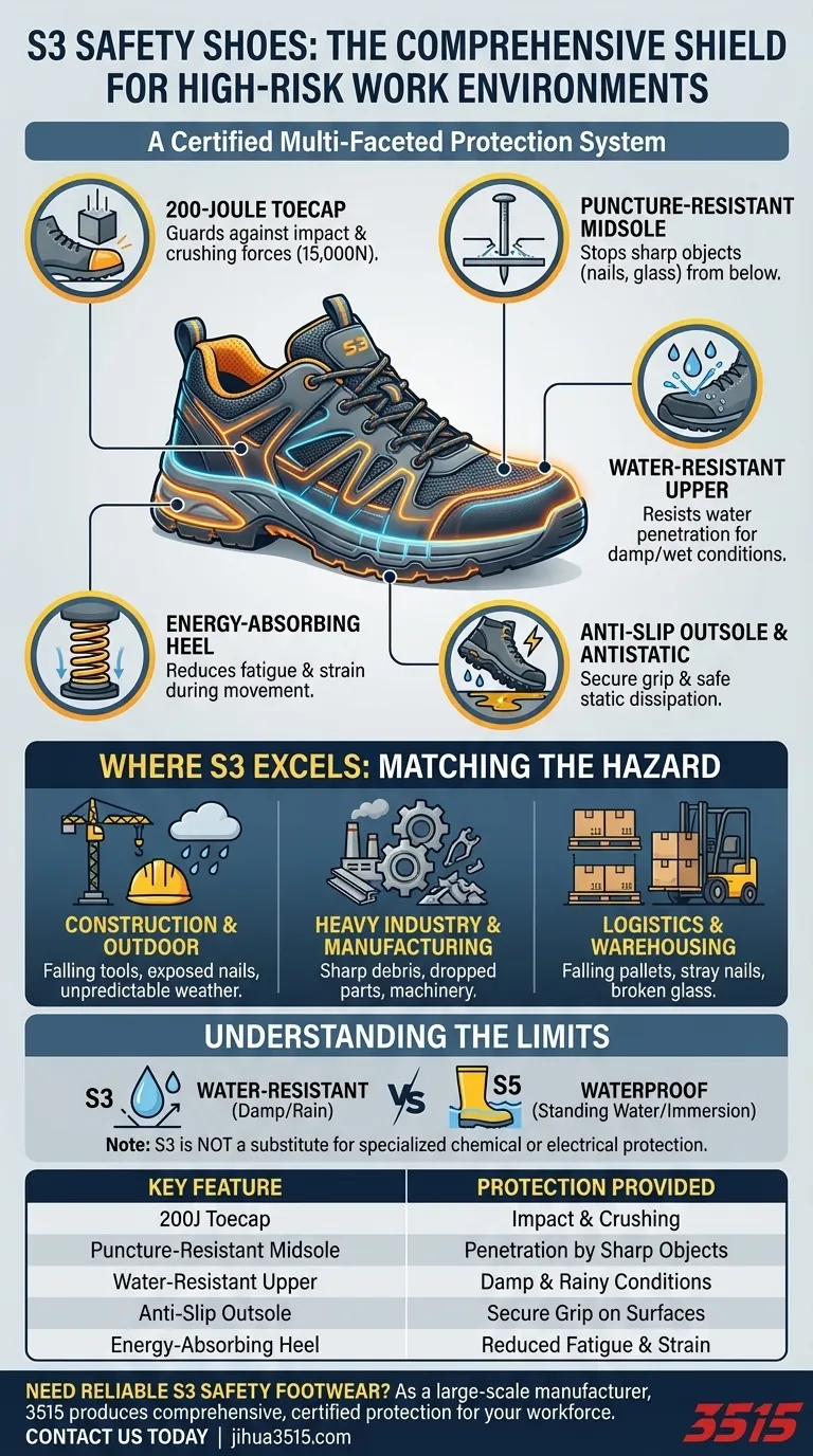 Cosa rende le scarpe antinfortunistiche S3 adatte ad ambienti di lavoro ad alto rischio? Una guida alla protezione multi-rischio Guida Visiva