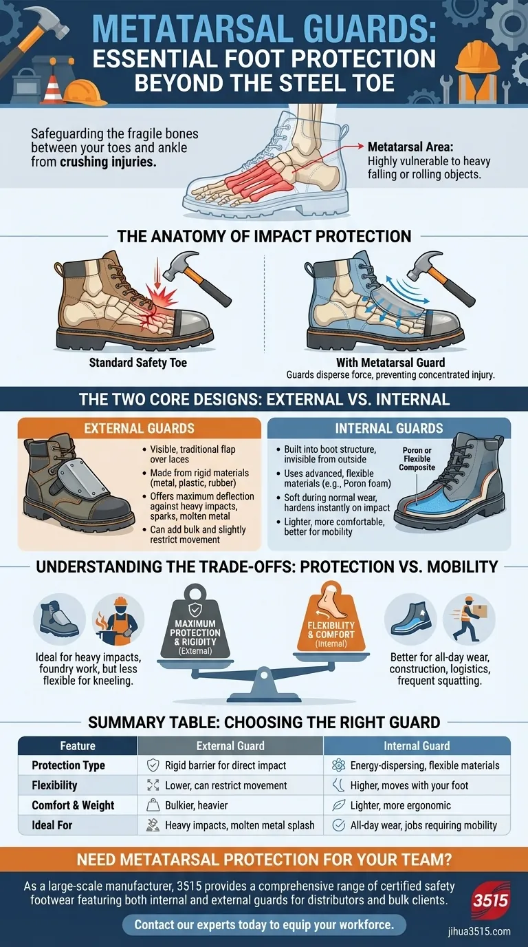 Qu'est-ce qu'une protection métatarsienne et quel est son rôle dans les chaussures de sécurité ? Protégez les os les plus vulnérables de votre pied Guide Visuel