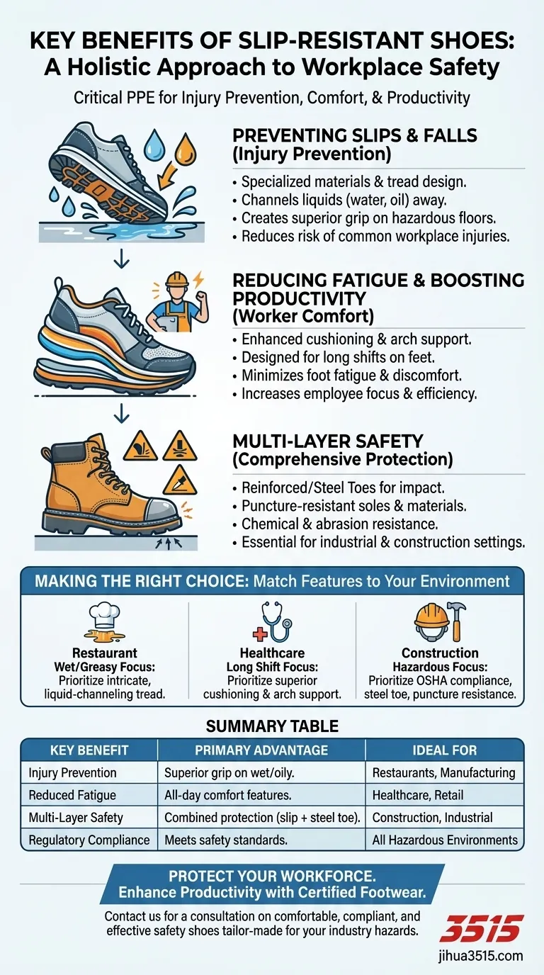 Quels sont les principaux avantages du port de chaussures antidérapantes ? Améliorez la sécurité et la productivité Guide Visuel