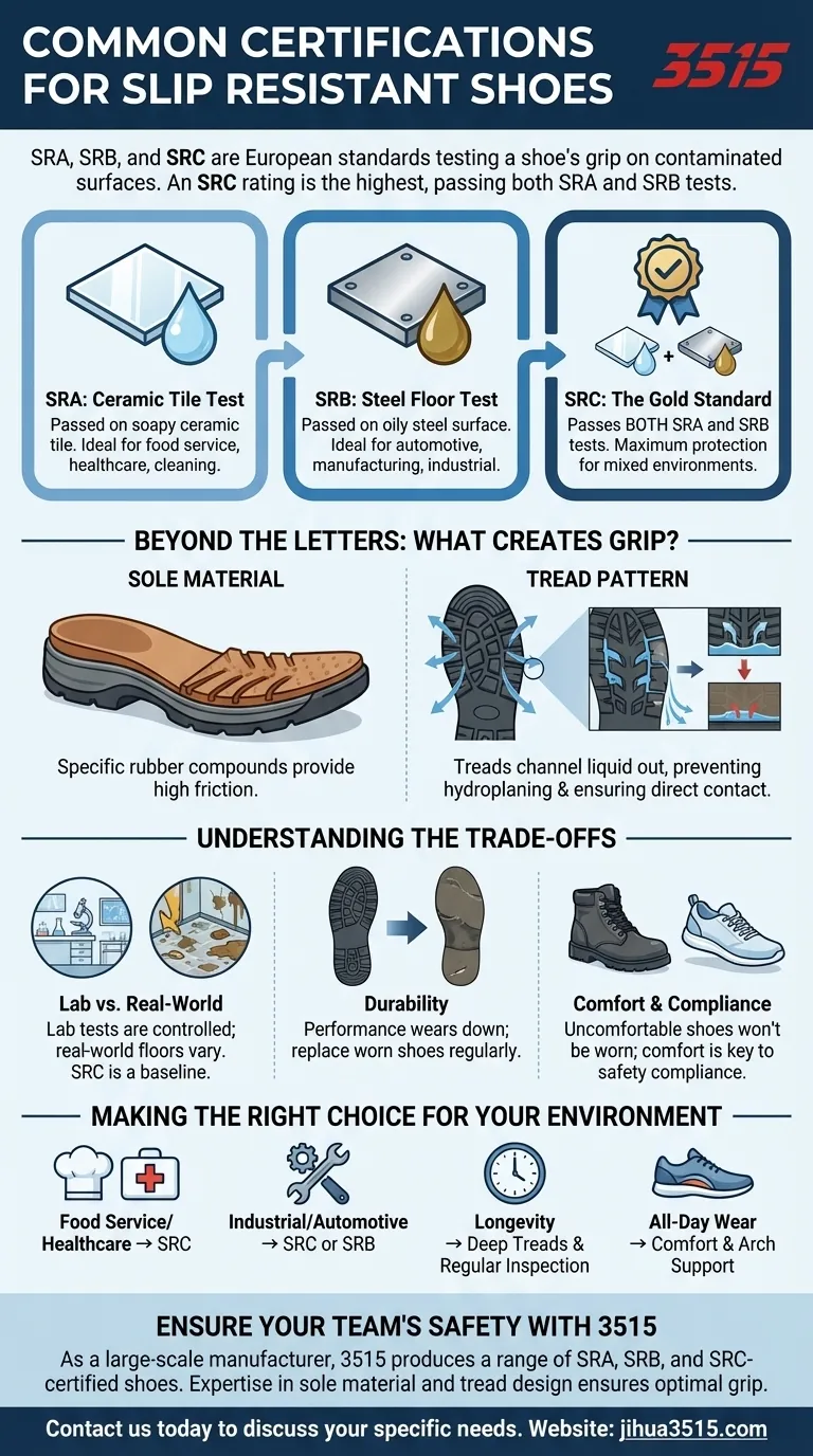Quali sono le certificazioni comuni per le scarpe antiscivolo? Garantire la sicurezza sul posto di lavoro con la giusta aderenza Guida Visiva