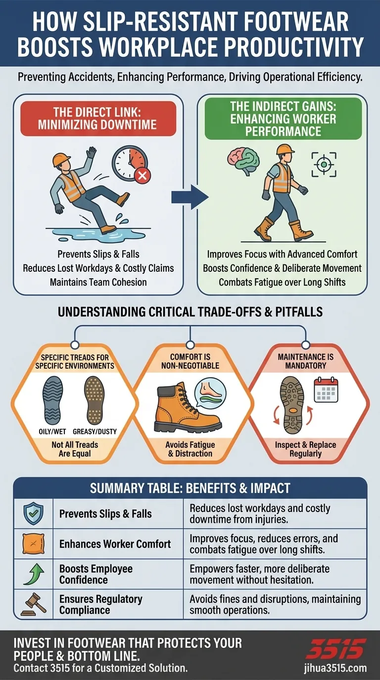 In che modo le calzature antiscivolo migliorano la produttività sul posto di lavoro? Aumenta l'efficienza e la sicurezza Guida Visiva