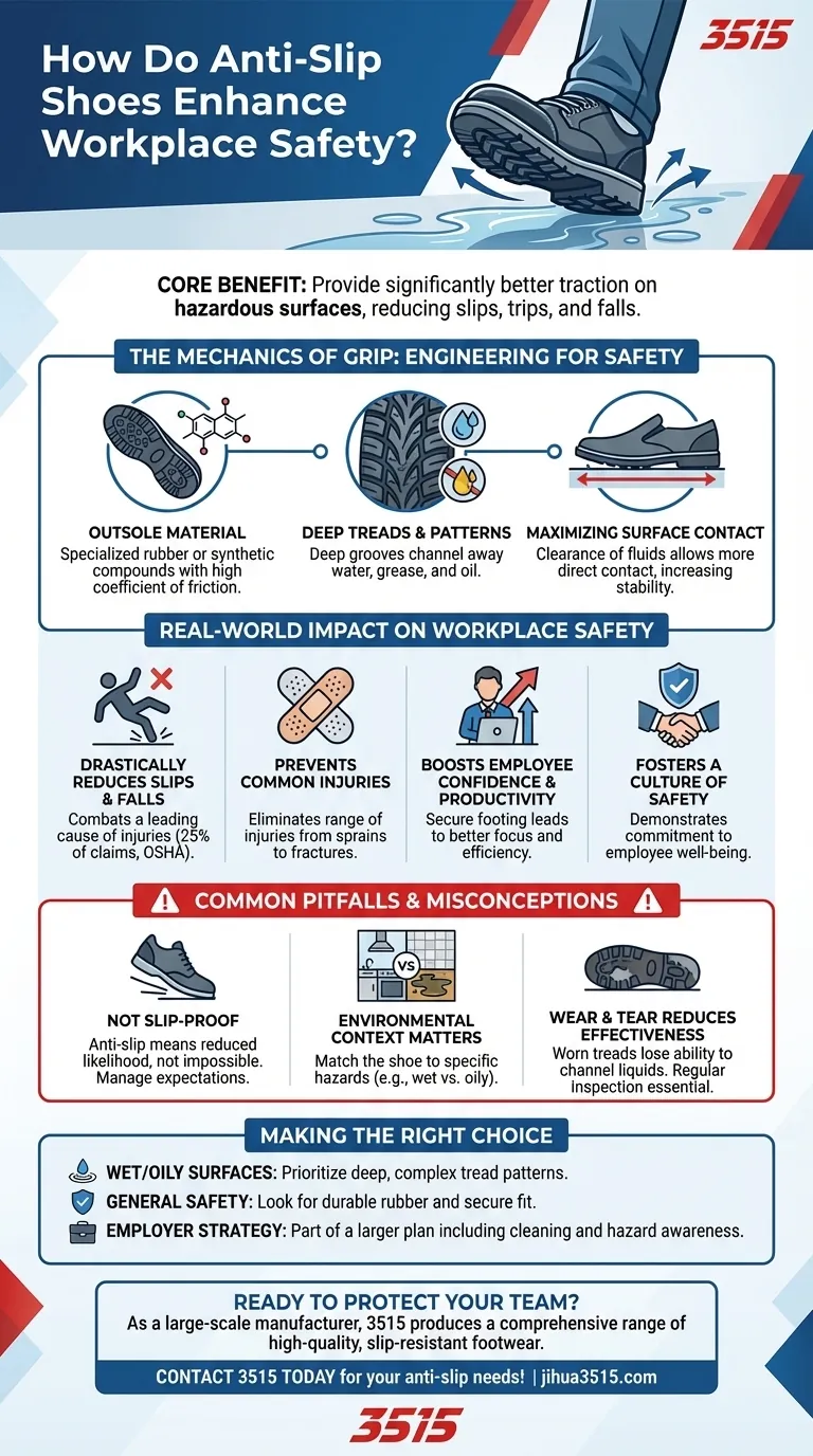 Comment les chaussures antidérapantes contribuent-elles à la sécurité au travail ? Prévenir les glissades et stimuler la productivité Guide Visuel