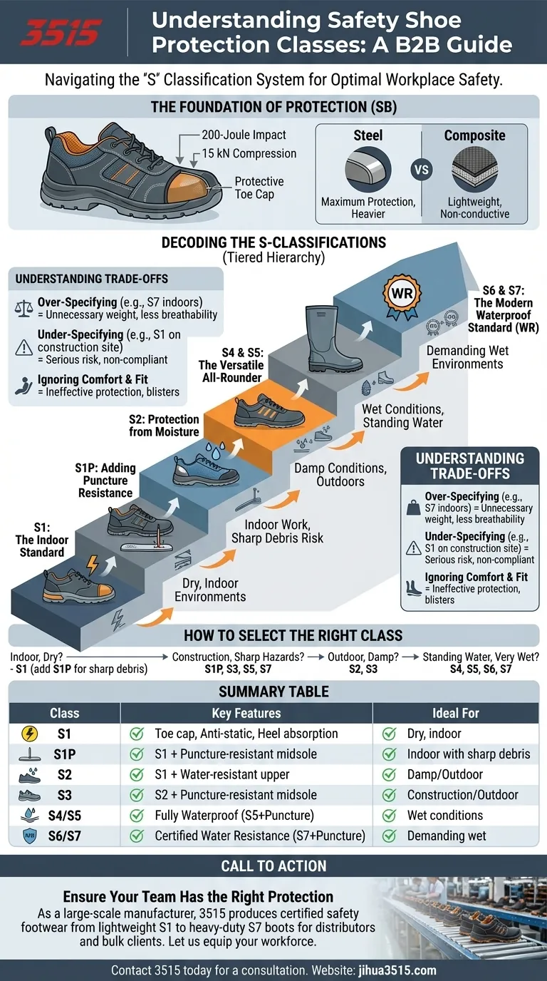 Quelles sont les principales classes de protection des chaussures de sécurité ? Un guide des S1, S3, S5 et plus encore Guide Visuel