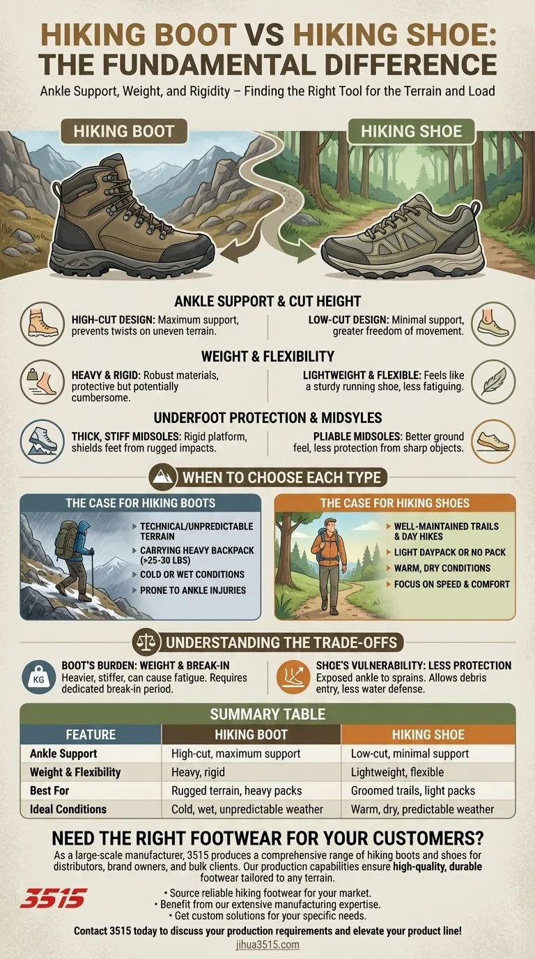 Quelle est la différence entre une chaussure de randonnée et une botte de randonnée ? Facteurs clés de la performance sur les sentiers Guide Visuel