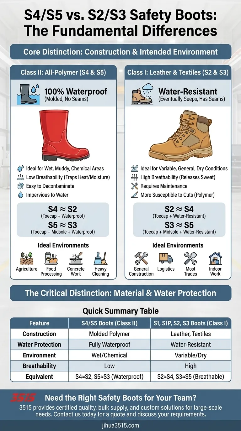 Quelles sont les principales différences entre les classes S4/S5 et les autres ? Un guide sur les bottes de sécurité imperméables vs respirantes Guide Visuel