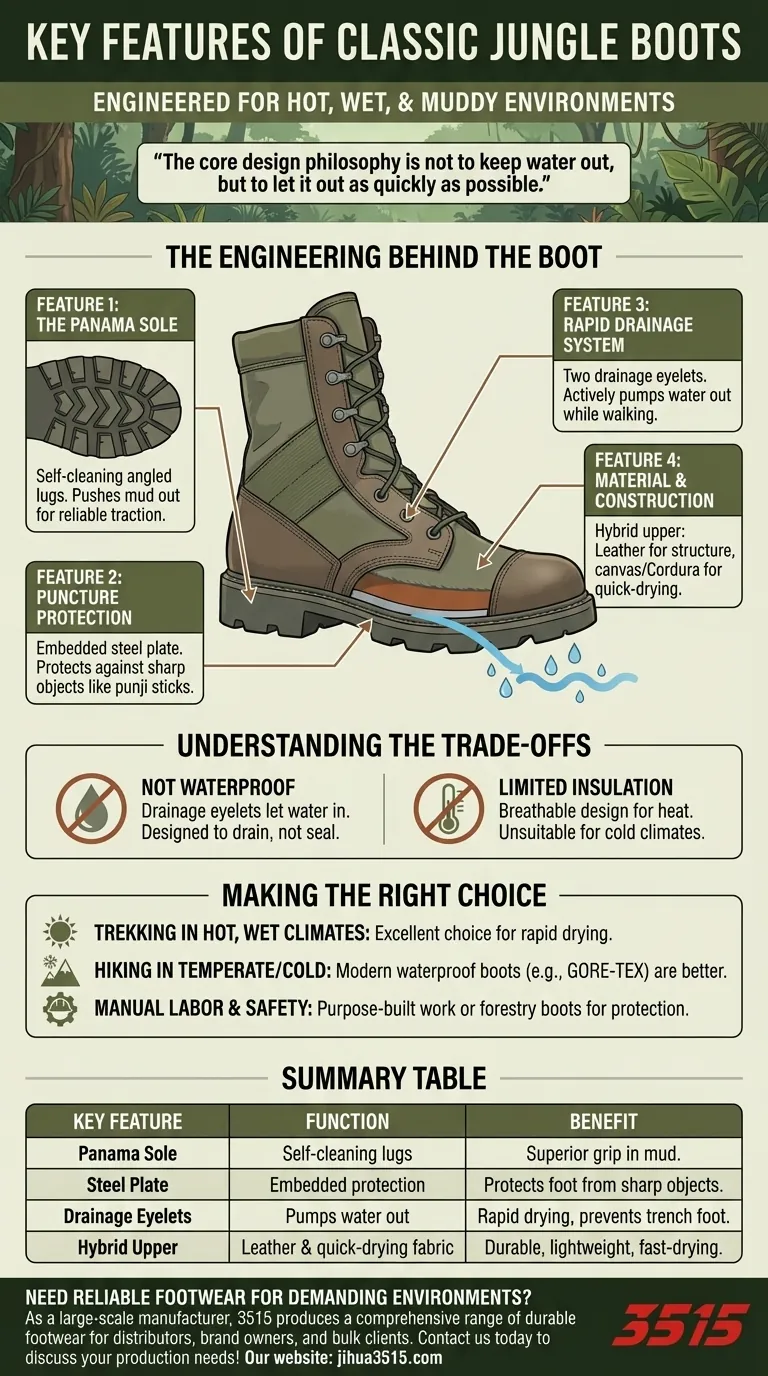 ¿Cuáles son las características clave de las botas de jungla clásicas? Domina el diseño para entornos cálidos y húmedos Guía Visual