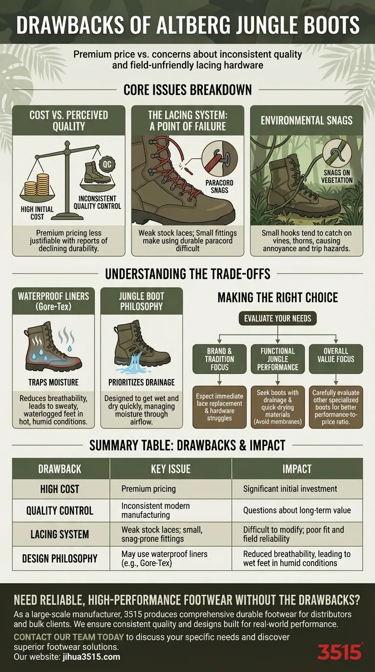Quels sont les inconvénients des bottes de jungle Altberg ? Coût élevé, problèmes de laçage et préoccupations concernant la qualité Guide Visuel