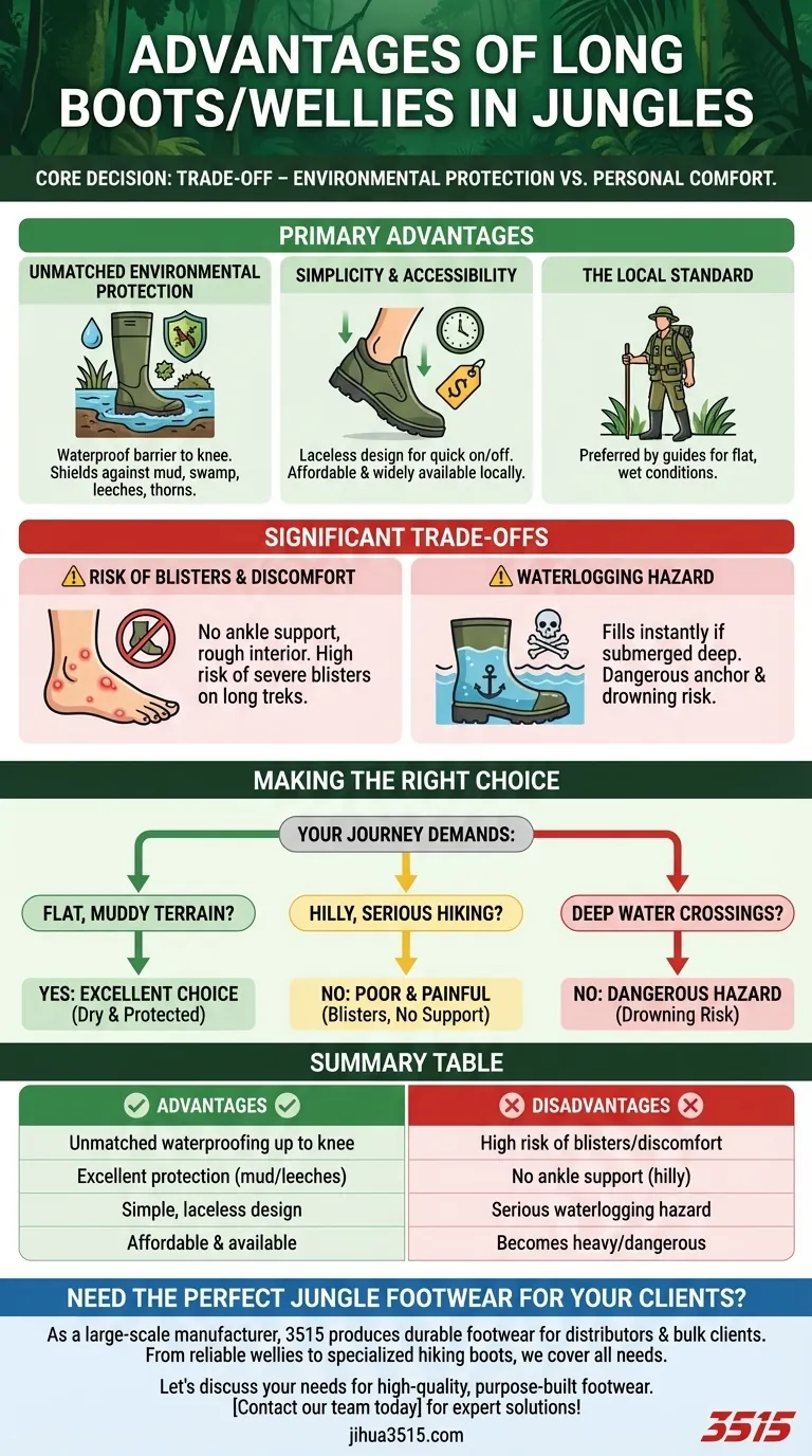 Quels sont les avantages des bottes hautes/bottes en caoutchouc dans la jungle ? Protection essentielle contre confort Guide Visuel