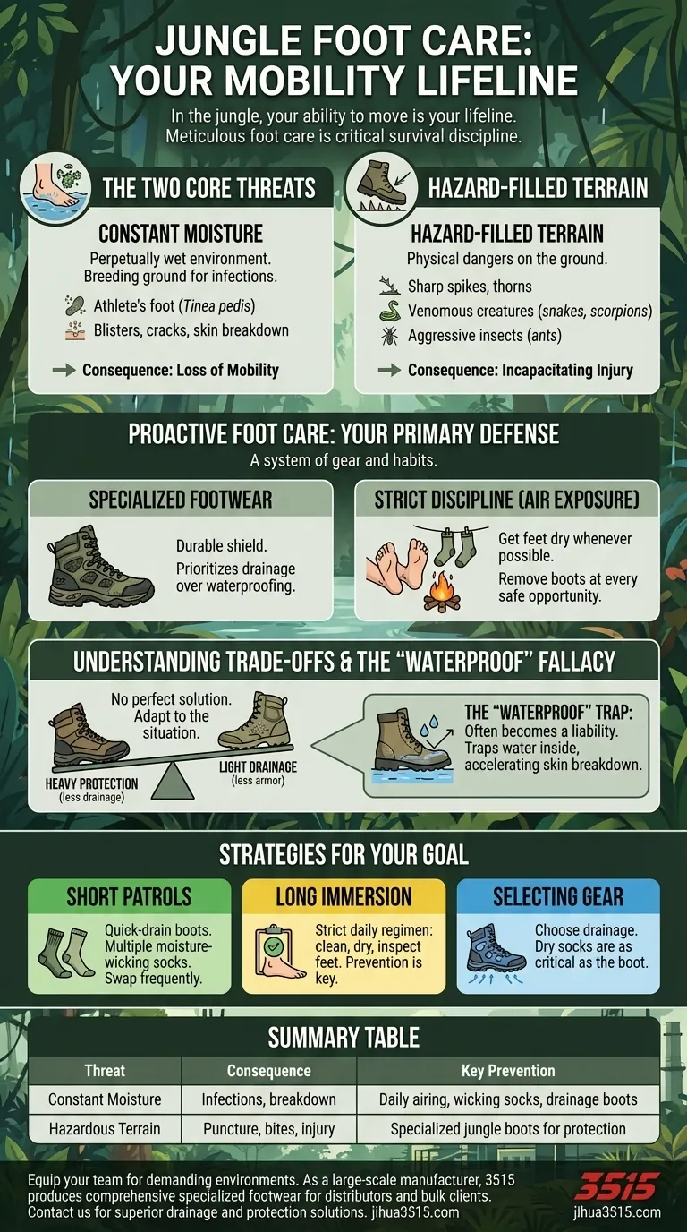 Quelle est l'importance des soins des pieds dans les environnements de jungle ? Prévenir les infections et les blessures Guide Visuel