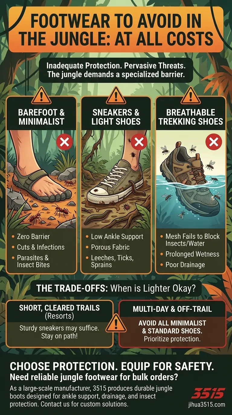Quels types de chaussures ne devraient jamais être utilisés dans la jungle ? Évitez ces choix dangereux Guide Visuel