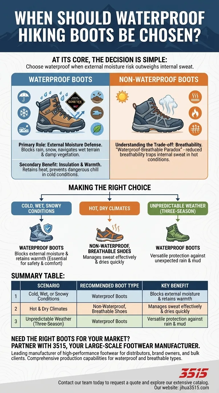 Quand faut-il choisir des chaussures de randonnée imperméables ? Un guide sur les chaussures pour conditions humides et froides Guide Visuel