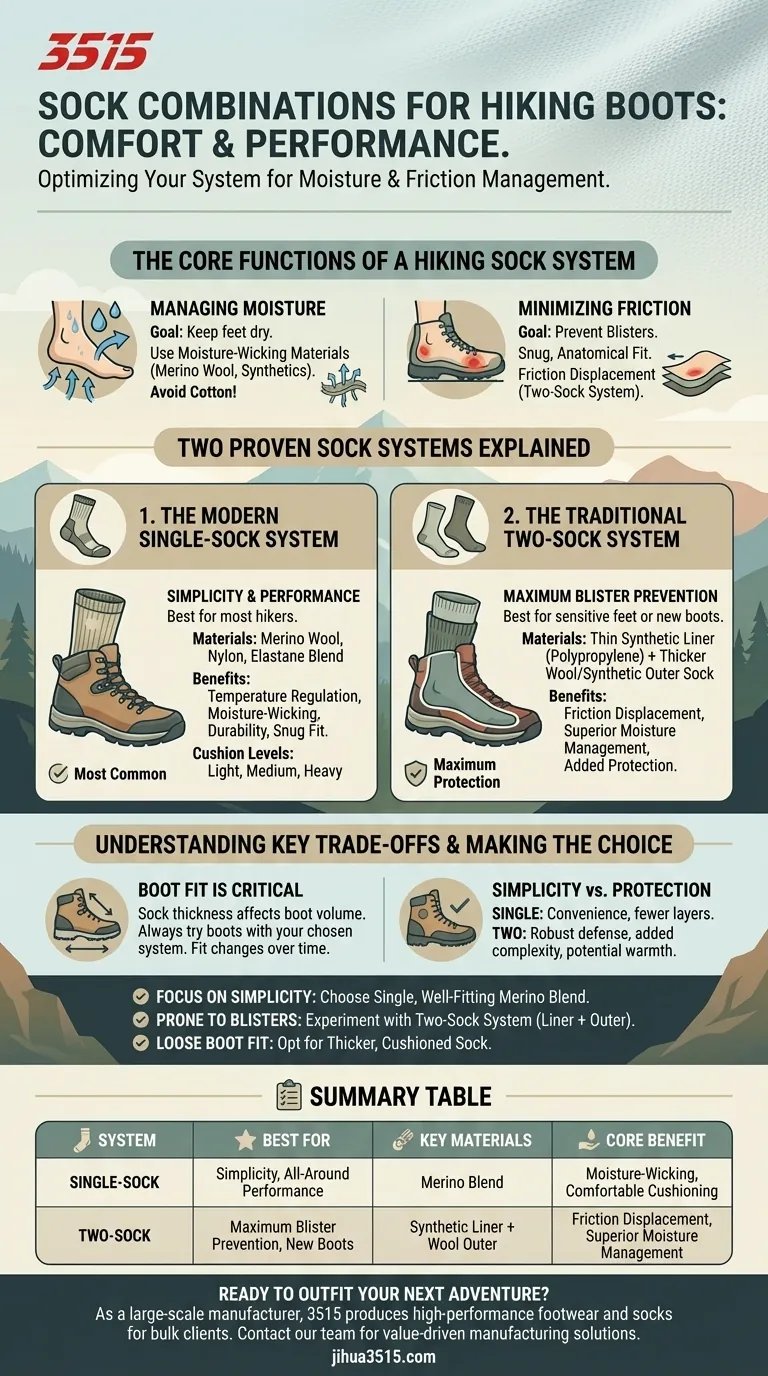 Quelles combinaisons de chaussettes sont recommandées pour les chaussures de randonnée ? Choisissez le meilleur système pour des pieds secs et sans ampoules. Guide Visuel