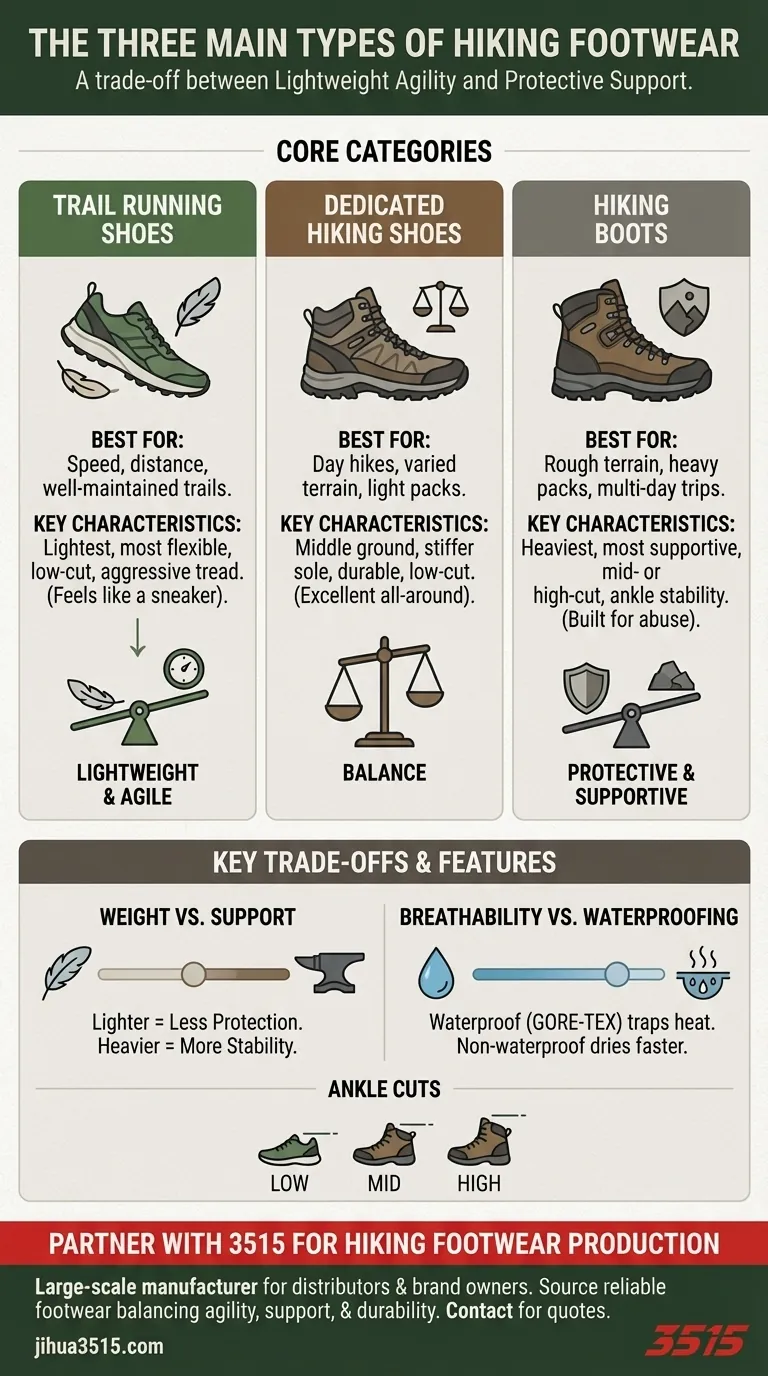 Quels sont les trois principaux types de chaussures de randonnée ? Choisissez la bonne chaussure pour votre aventure Guide Visuel