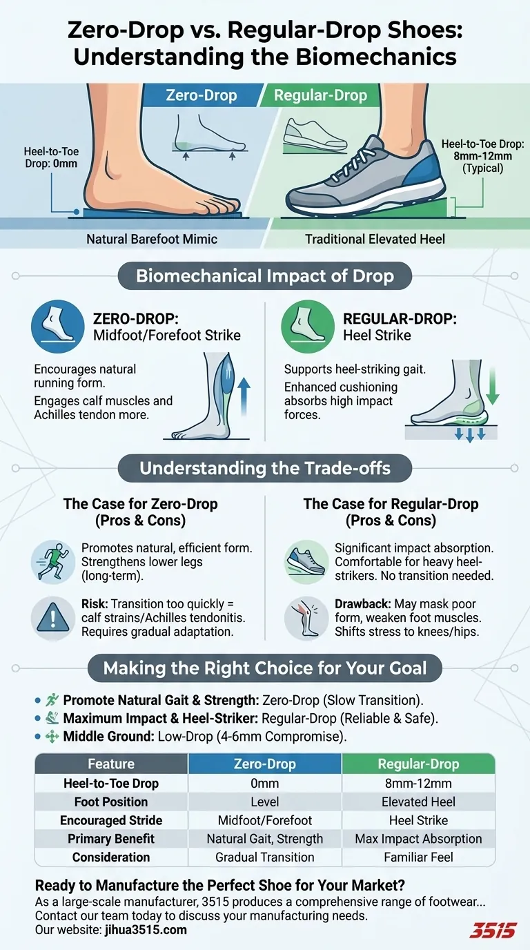 Quelle est la différence entre les chaussures à zéro drop et les chaussures à drop régulier ? Choisissez la bonne chaussure pour votre biomécanique Guide Visuel