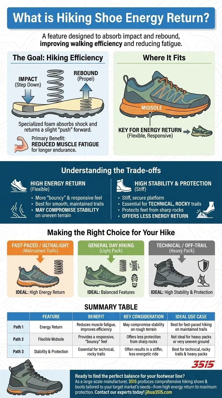 ハイキングシューズのエネルギーリターンとは？ハイキングの持久力を高め、疲労を軽減しましょう ビジュアルガイド