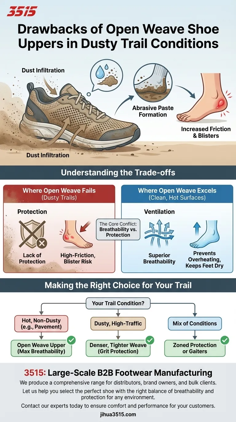 Quels sont les inconvénients des empeignes de chaussures à tissage ouvert dans des conditions de sentiers poussiéreux ? Évitez le sable et les ampoules Guide Visuel
