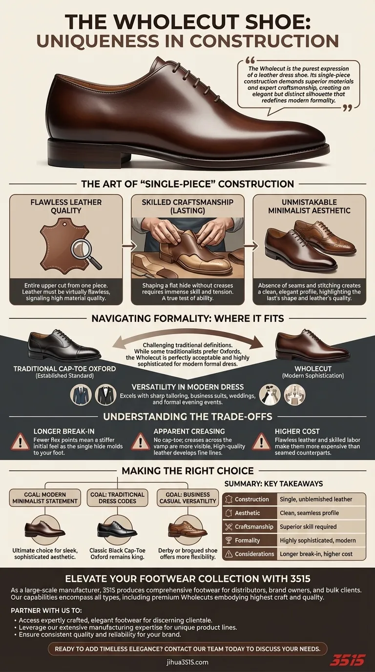 O que torna os sapatos Wholecut únicos? O Guia Definitivo para Artesanato Elegante de Peça Única Guia Visual