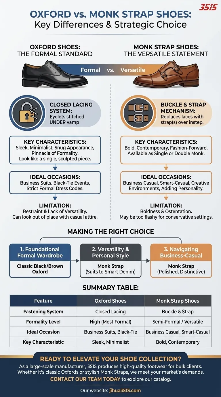 ¿Cuáles son las diferencias clave entre los zapatos Oxford y Monk Strap? Una guía de formalidad y estilo Guía Visual