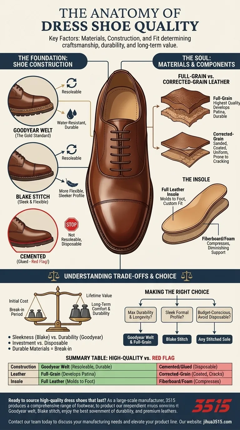 ¿Cuáles son los factores clave que contribuyen a la calidad de un zapato de vestir? Invierta en artesanía y durabilidad Guía Visual