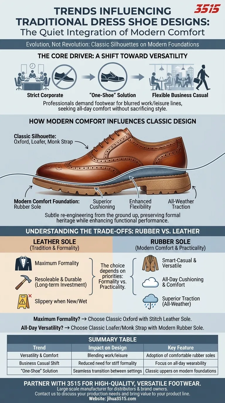 Quais tendências recentes influenciaram os designs tradicionais de sapatos sociais? A Mudança para o Conforto Moderno Guia Visual