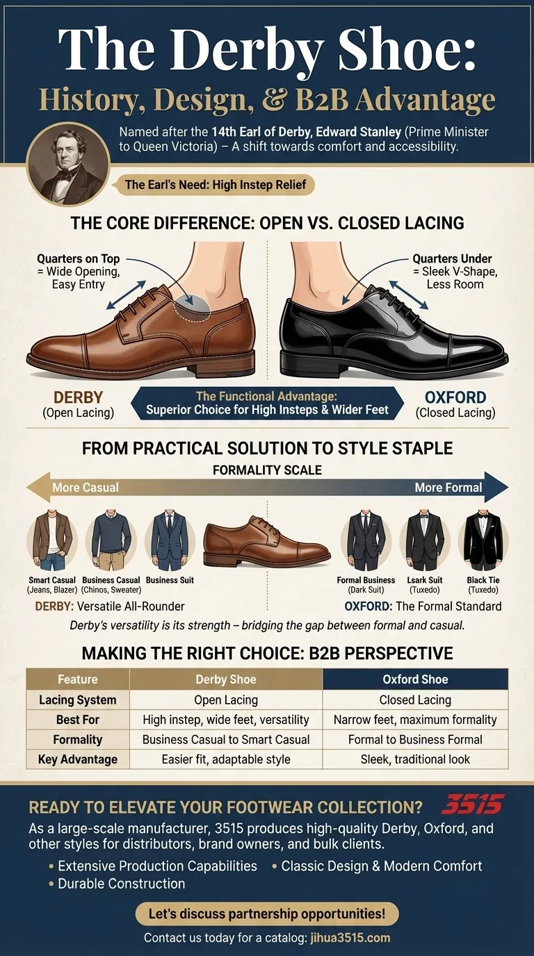 Welche historische Persönlichkeit wird mit dem Derby-Schuh in Verbindung gebracht? Die Komfortrevolution des Earl of Derby Visuelle Anleitung