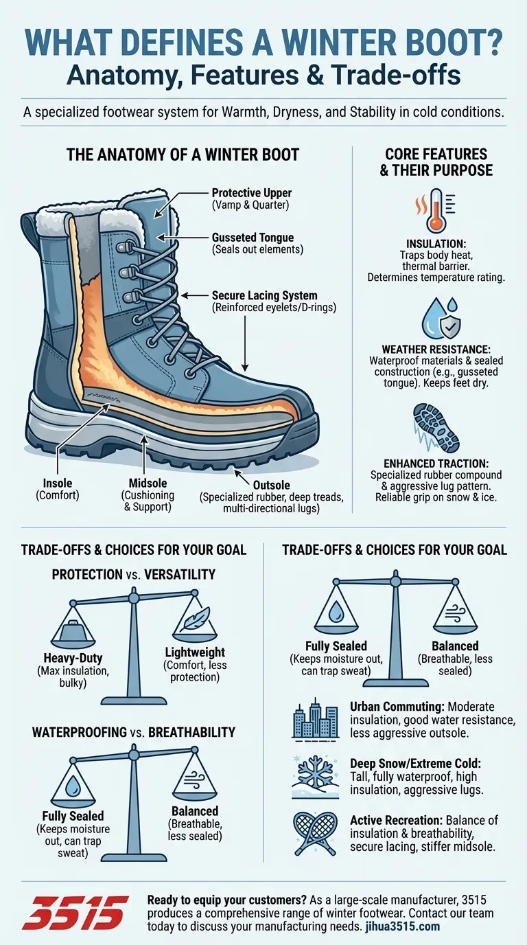 Qu'est-ce qui définit une botte d'hiver et quelles sont ses caractéristiques ? Un guide pour des pieds chauds, secs et stables Guide Visuel