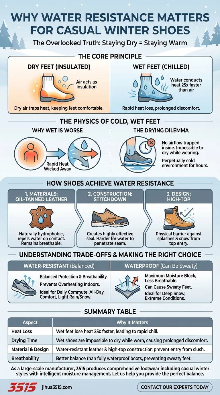 Pourquoi la résistance à l'eau est-elle importante dans les chaussures d'hiver décontractées ? Maîtrisez la gestion de l'humidité pour un confort toute la journée Guide Visuel