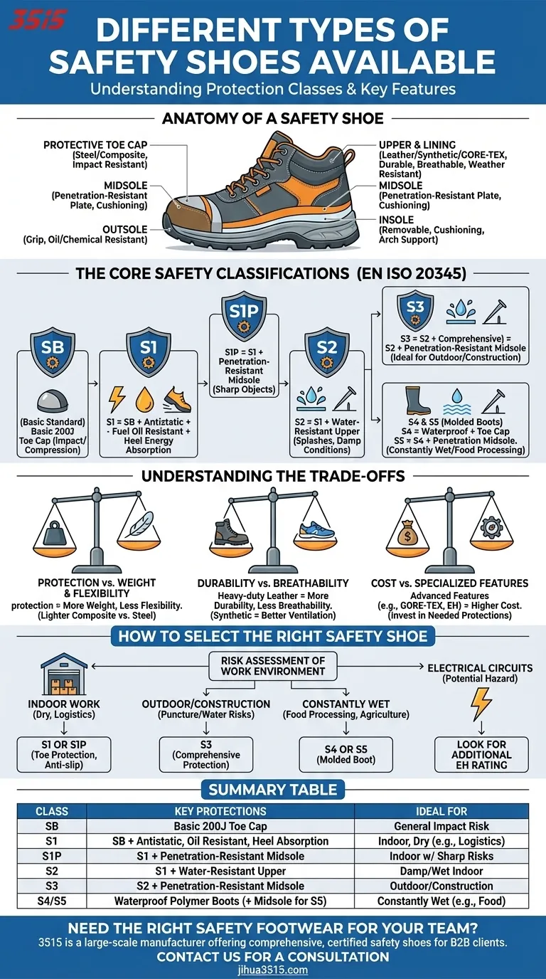 Какие бывают виды защитной обуви? Руководство по классам EN ISO 20345 Визуальное руководство