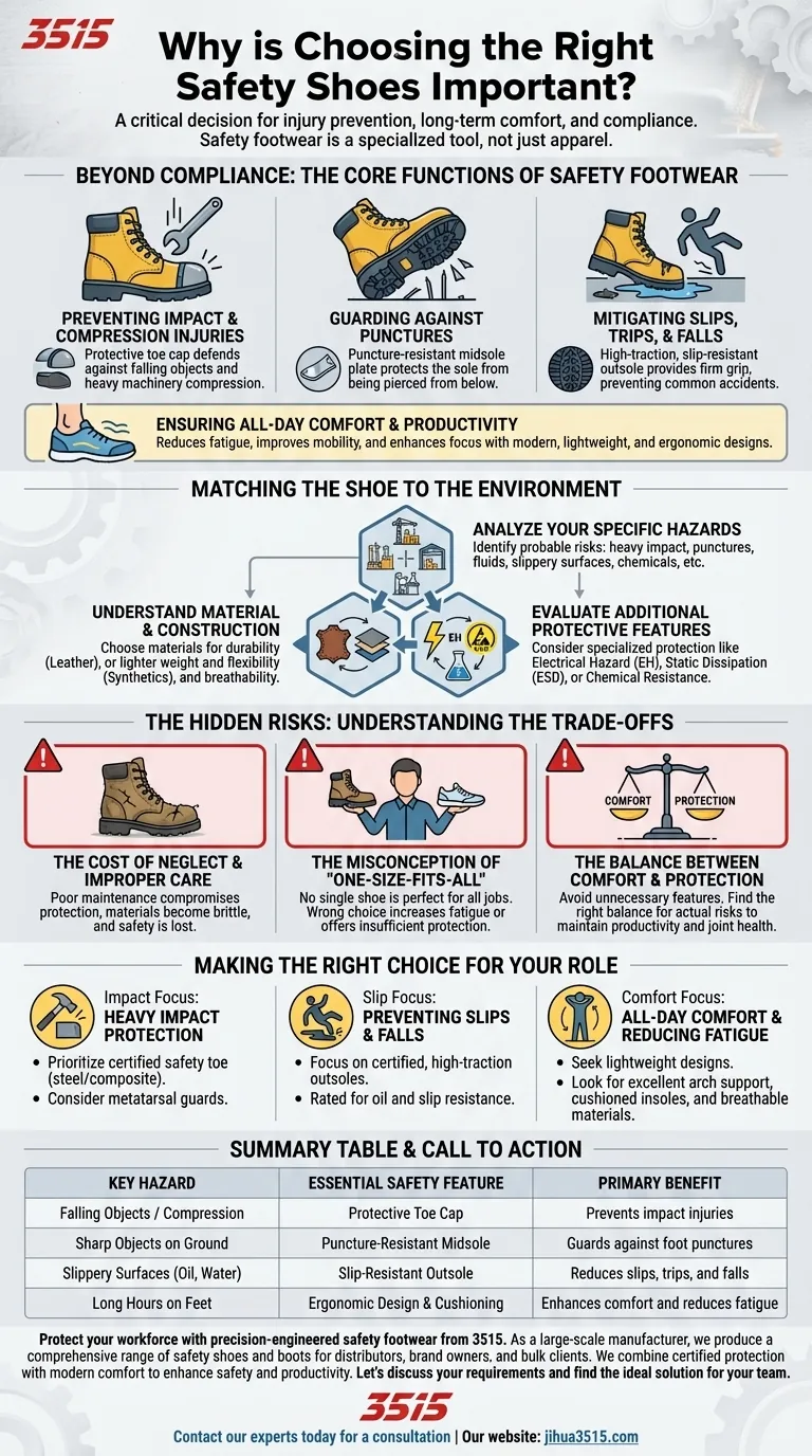Perché è importante scegliere le scarpe antinfortunistiche giuste? Mitigare i pericoli sul posto di lavoro e aumentare la produttività Guida Visiva