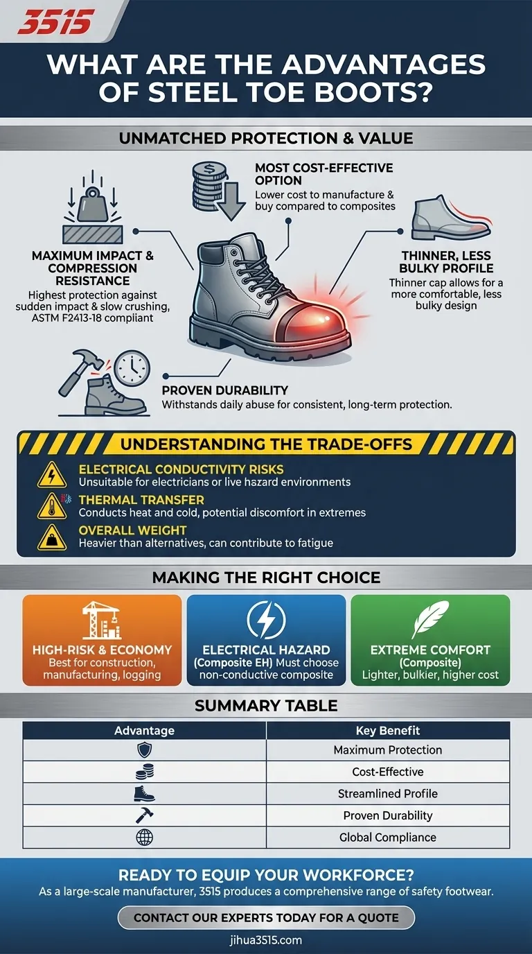 Quali sono i vantaggi degli scarponi con punta in acciaio? Massima protezione, costo inferiore e design ottimizzato Guida Visiva