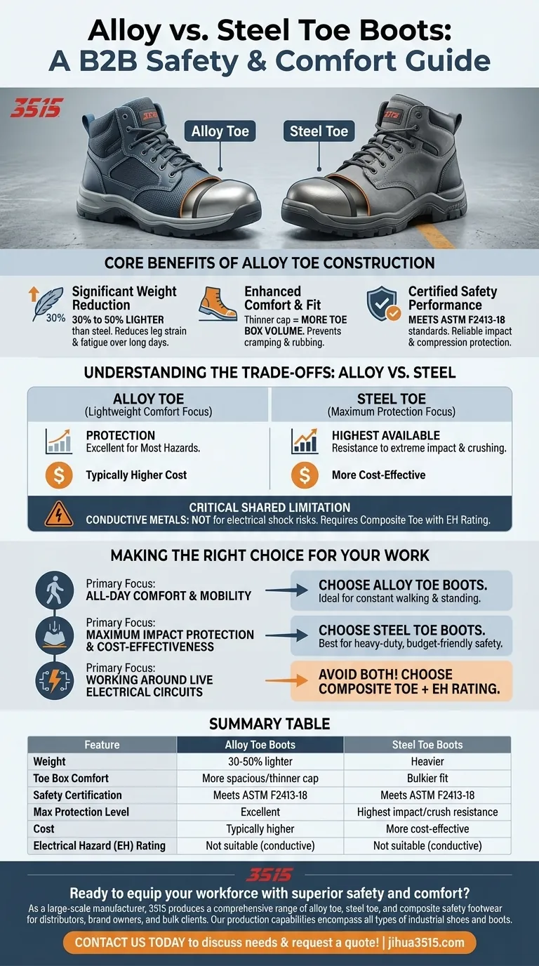 Quali sono i vantaggi degli stivali con puntale in lega? Calzature di sicurezza più leggere e confortevoli Guida Visiva