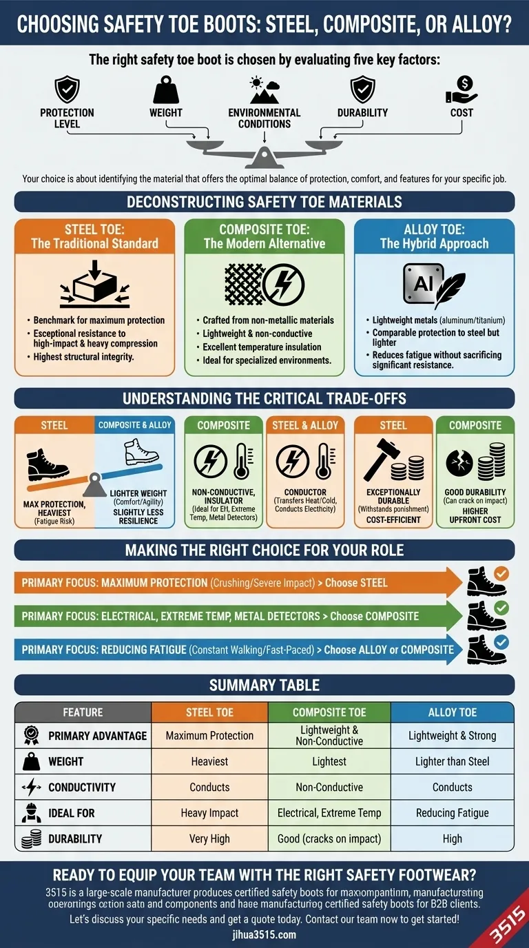 Welche Faktoren sollten bei der Wahl zwischen Stiefeln mit Verbund-, Stahl- oder Legierungsspitze berücksichtigt werden? Finden Sie Ihre perfekte Passform Visuelle Anleitung