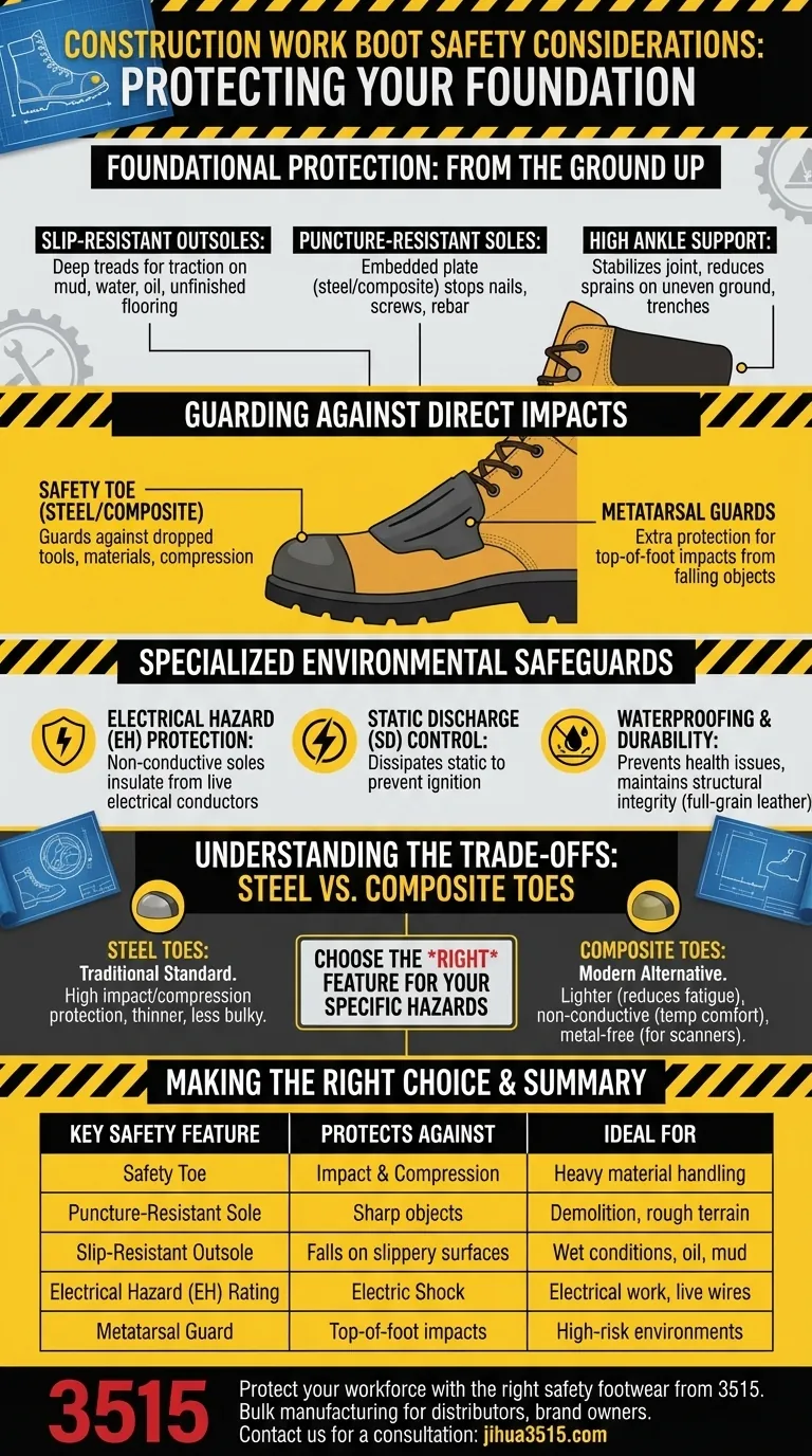 Quali sono le considerazioni sulla sicurezza per gli scarponi da lavoro da cantiere? Protezione essenziale per ogni cantiere Guida Visiva