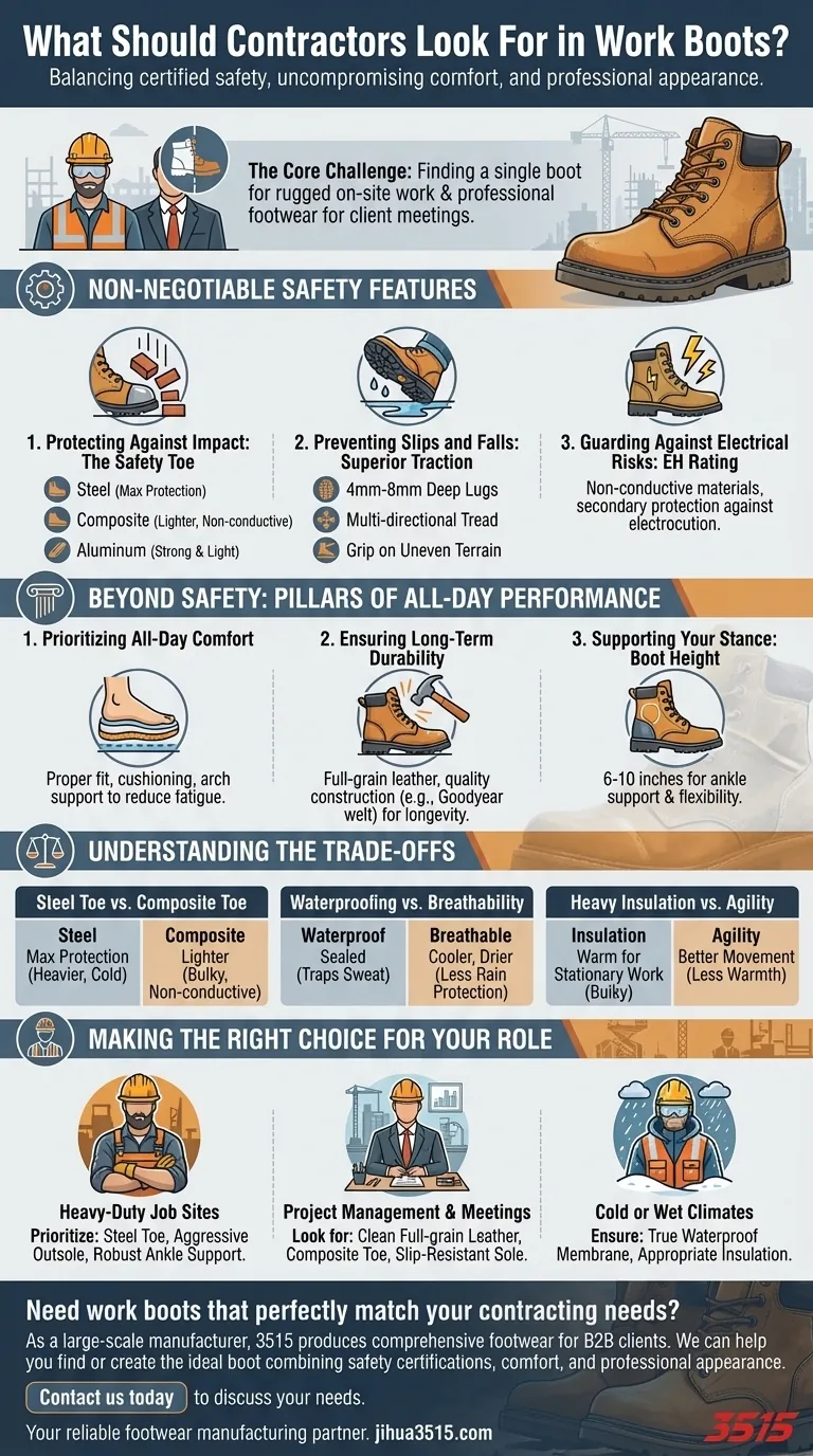 Que doivent rechercher les entrepreneurs dans leurs bottes de travail ? Trouvez le parfait équilibre entre sécurité, confort et style Guide Visuel