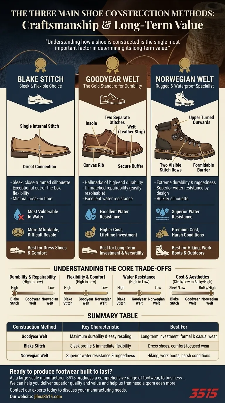 Quelles sont les trois principales méthodes de fabrication de chaussures ? Un guide de la durabilité, du confort et du style. Guide Visuel