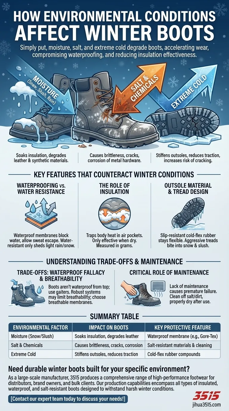 Comment les conditions environnementales affectent-elles les bottes d'hiver ? Protégez vos bottes du pire de l'hiver Guide Visuel