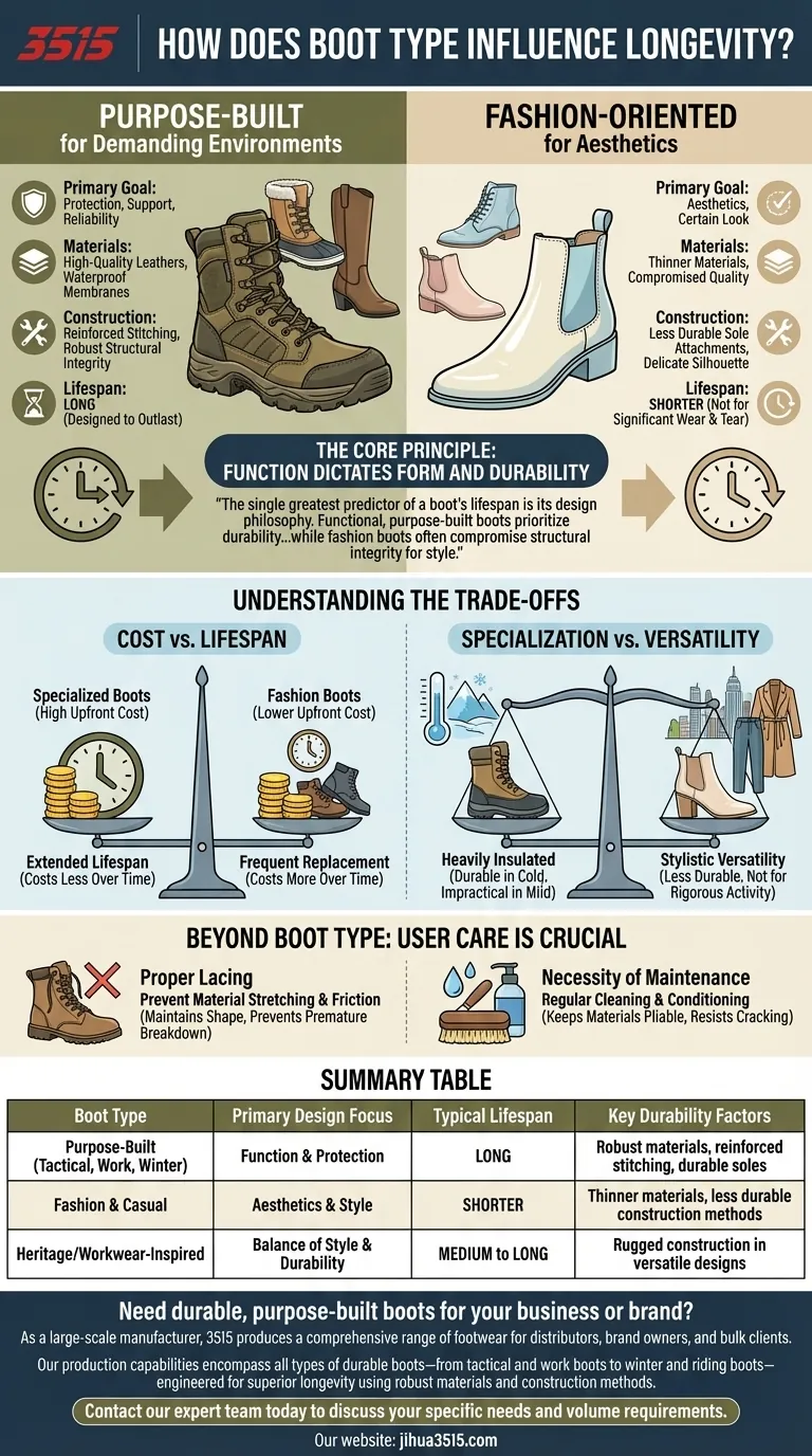 ¿Cómo influye el tipo de bota en la longevidad? Adapta tu bota a su misión para una máxima durabilidad Guía Visual