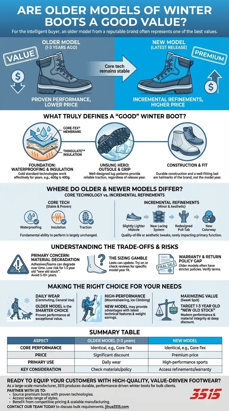 Les anciens modèles de bottes d'hiver offrent-ils un bon rapport qualité-prix ? Bénéficiez de performances haut de gamme à une fraction du coût. Guide Visuel