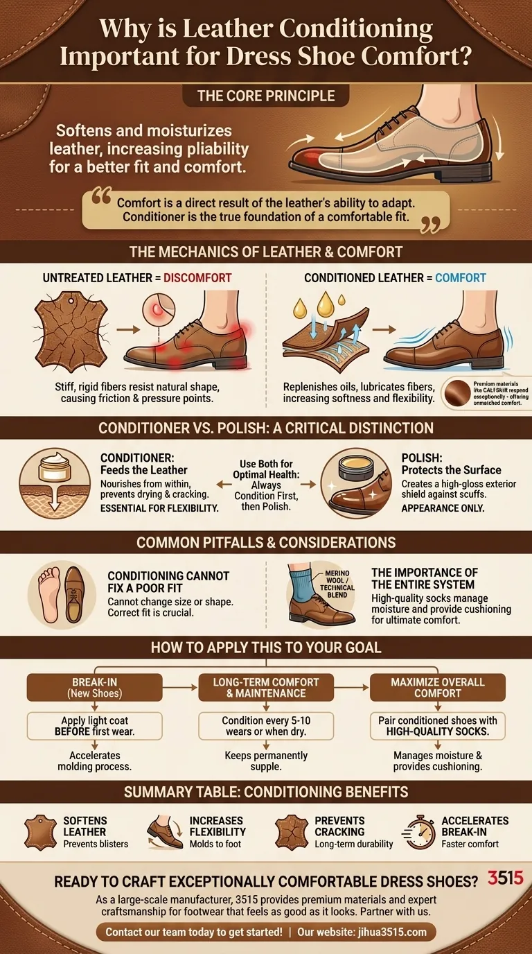Pourquoi le conditionnement du cuir est-il important pour le confort des chaussures habillées ? Obtenez un ajustement moulé sur mesure Guide Visuel