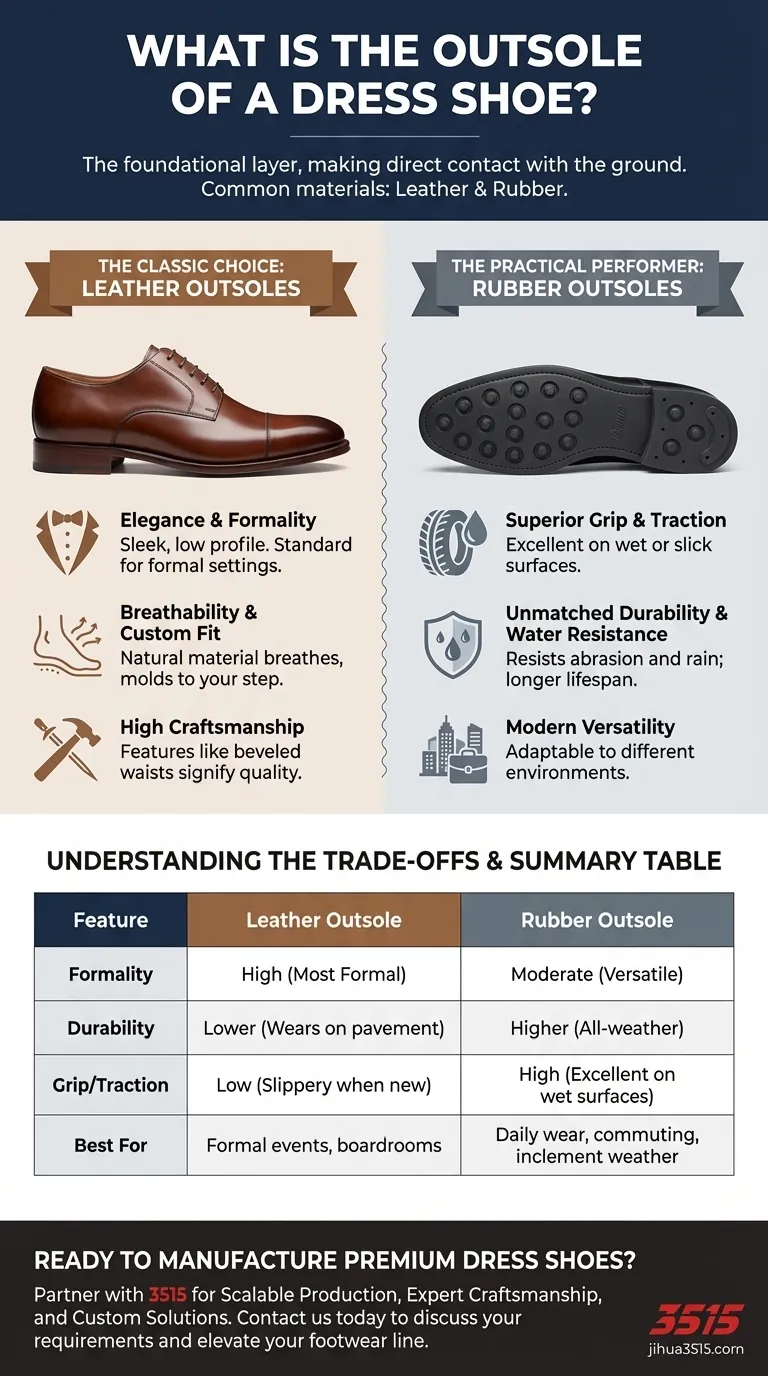 Qu'est-ce que la semelle extérieure d'une chaussure habillée et quels sont ses matériaux courants ? Un guide comparatif cuir vs caoutchouc Guide Visuel