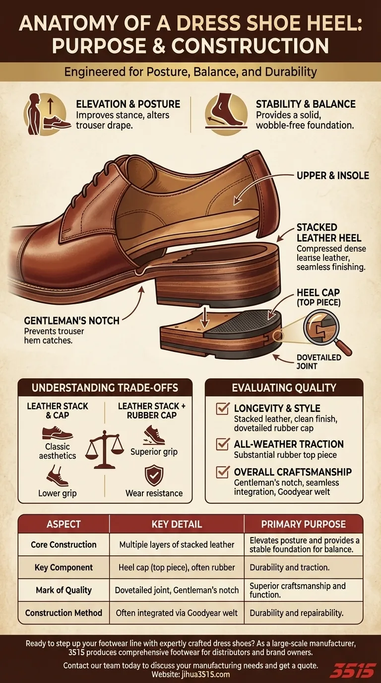 Quel est le rôle du talon dans une chaussure habillée et comment est-il construit ? | Un guide sur la stabilité et l'artisanat Guide Visuel