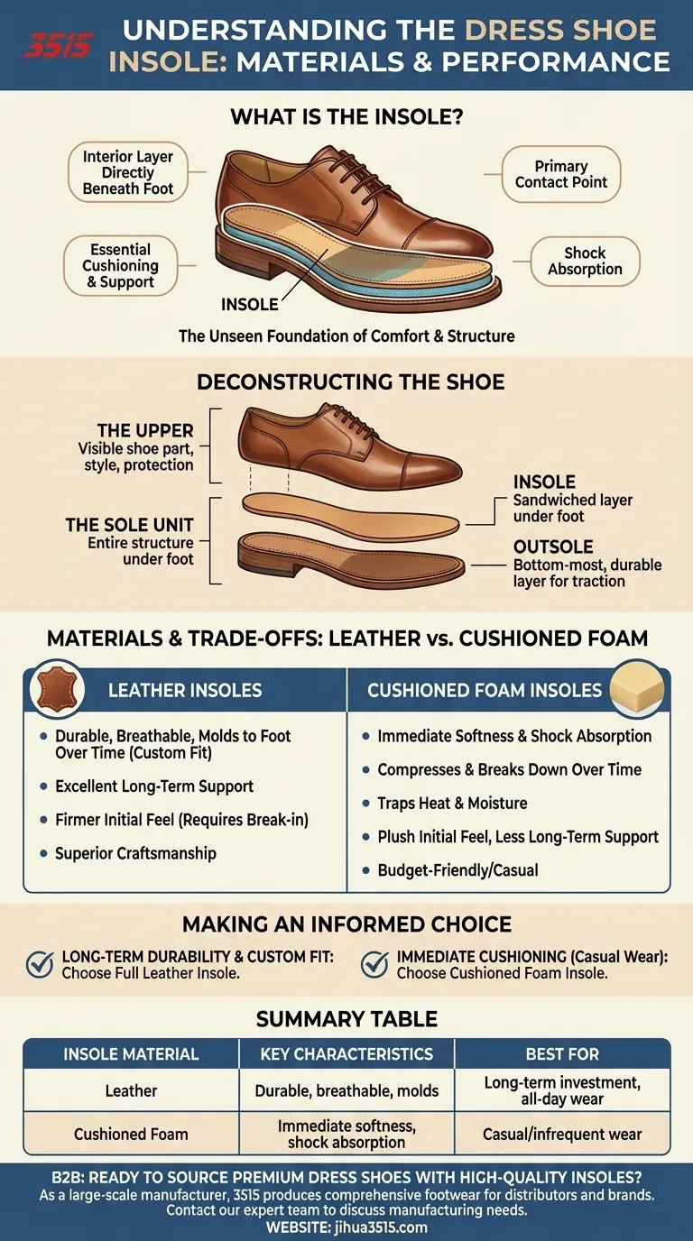 Qu'est-ce que la semelle intérieure d'une chaussure habillée et de quels matériaux est-elle généralement faite ? | Un guide sur la qualité et le confort Guide Visuel