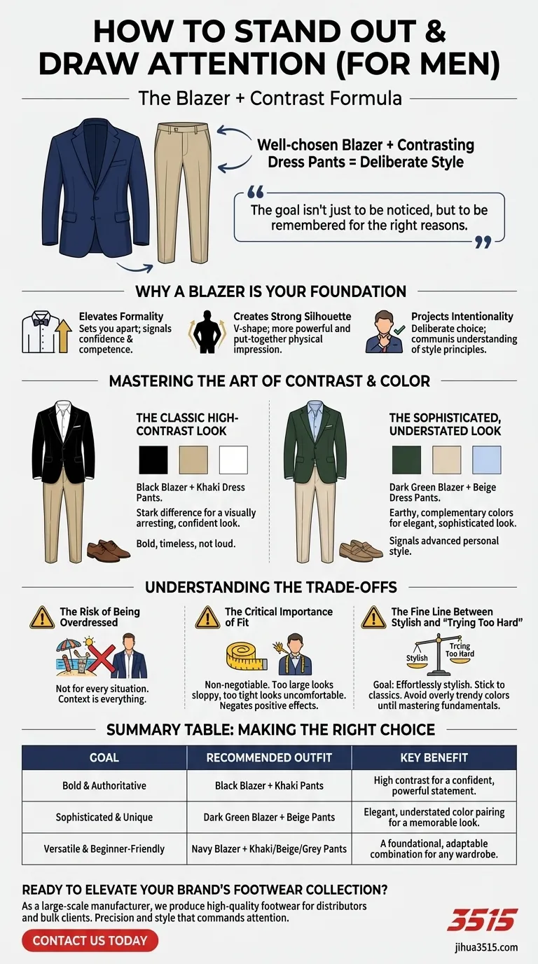 Quelle tenue peut aider les hommes à se démarquer et à attirer l'attention ? Le pouvoir d'un blazer Guide Visuel