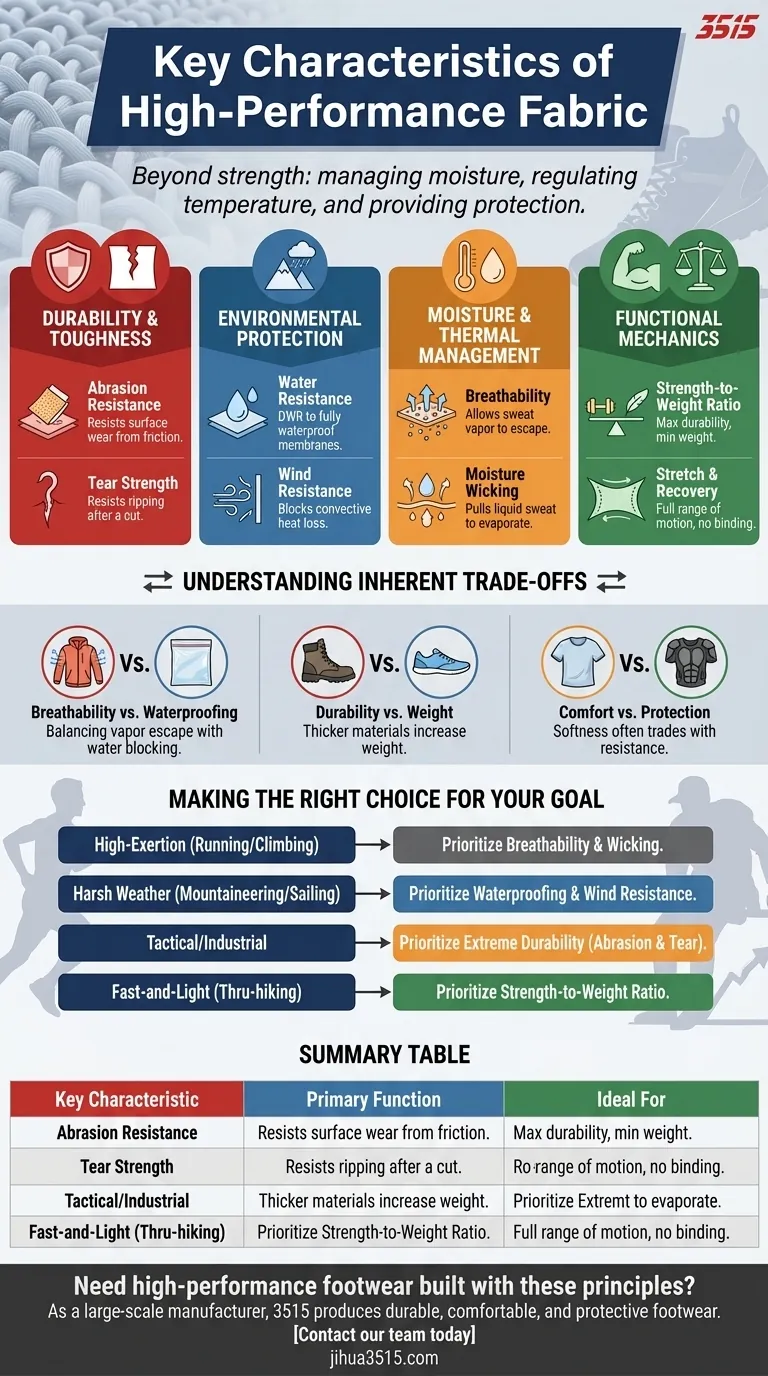 Quelles sont les caractéristiques clés des tissus haute performance ? Équilibre Durabilité, Confort et Protection Guide Visuel
