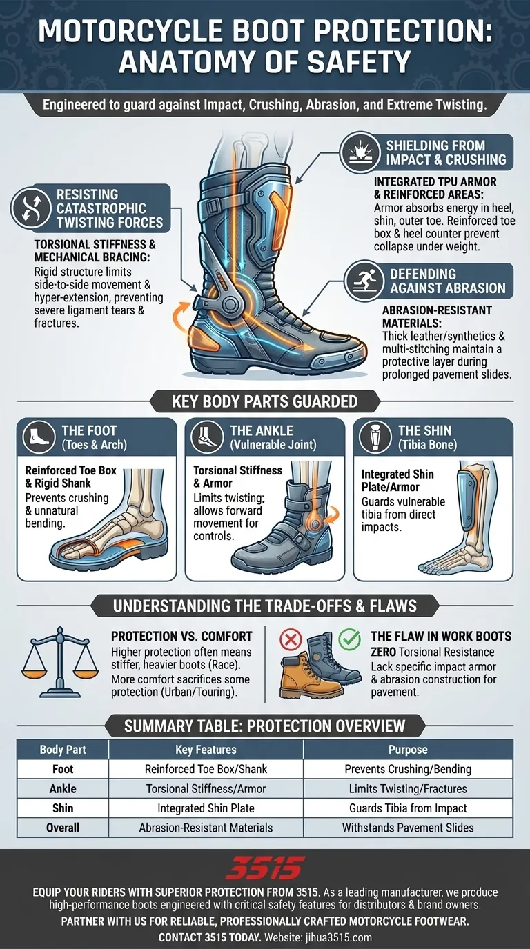 Quelles parties du corps les bottes de moto protègent-elles ? Sécurité essentielle pour les pieds, les chevilles et les tibias Guide Visuel