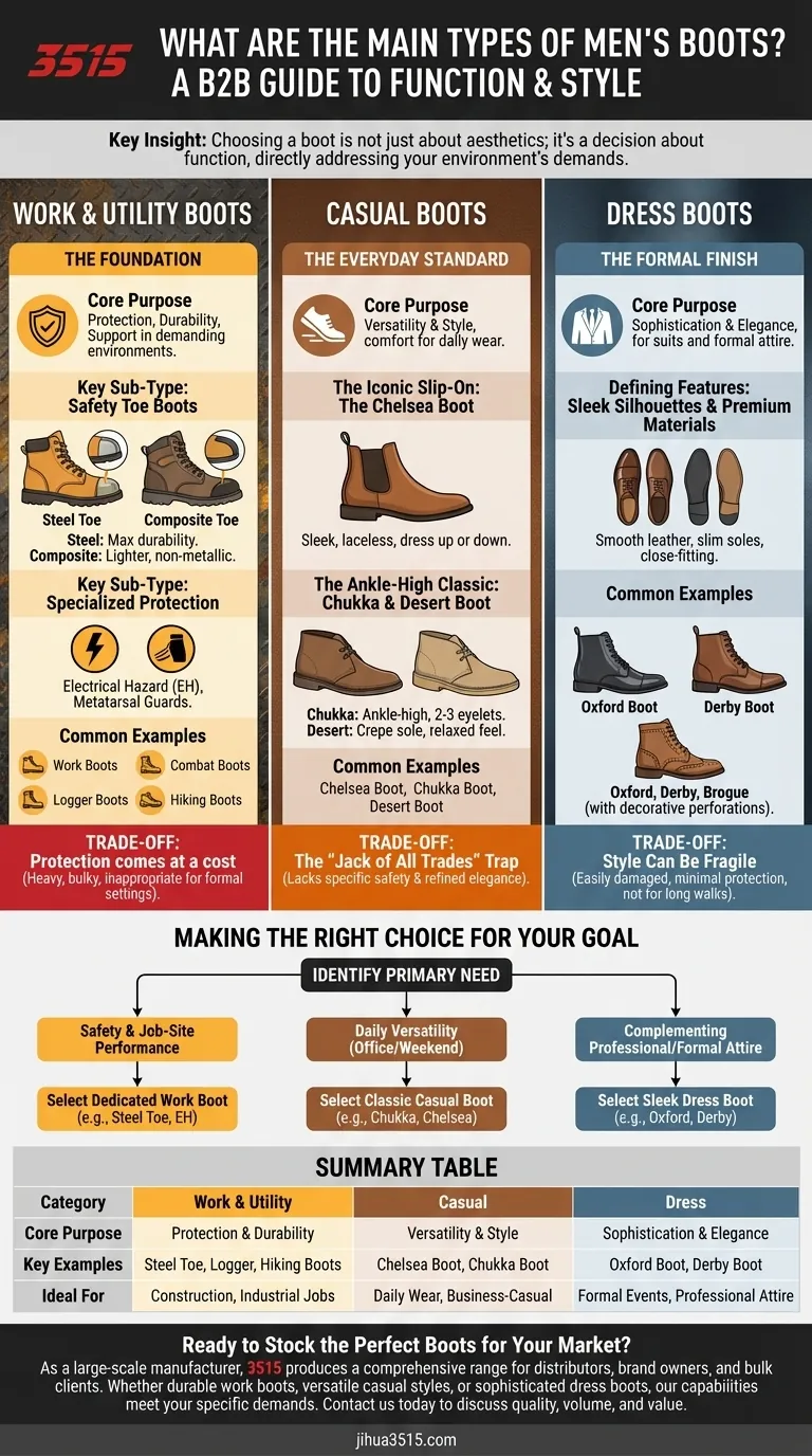 Quels sont les principaux types de bottes pour hommes ? Trouvez la botte parfaite pour le travail, les loisirs ou les occasions formelles Guide Visuel