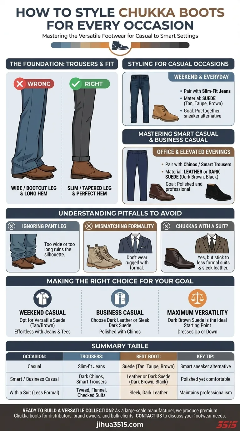 Comment styliser les bottines Chukka pour différentes occasions ? Un guide de style polyvalent Guide Visuel